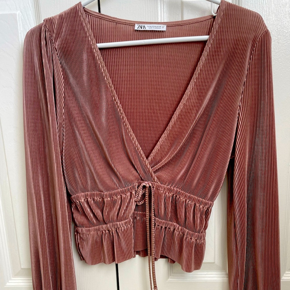 Bell sleeve shiny Zara blouse
